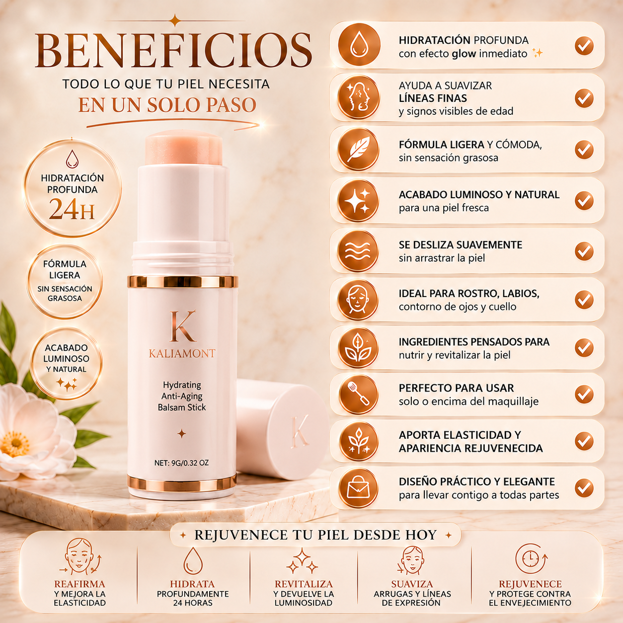 Bálsamo Antiarrugas - 5 en 1 • Rejuvenece • Hidrata • Ilumina • Nutre • Suaviza